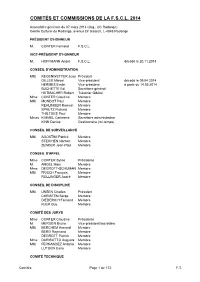 Comités Et Commissions De La F.S.C.L. 2014