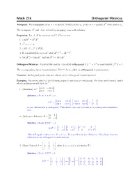 Math 21B Orthogonal Matrices