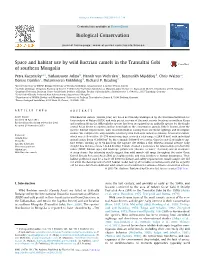 Space and Habitat Use by Wild Bactrian Camels in the Transaltai