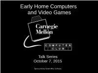 Early Home Computers and Video Games