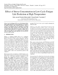 Effect of Stress Concentration in Low Cycle Fatigue Life Prediction at High Temperature
