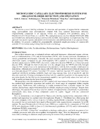 MICROFLUIDIC CAPILLARY ELECTROPHORESIS SYSTEM for ORGANOCHLORIDE DETECTION and SPECIATION Erik C