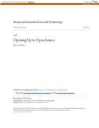 Opening up to Open Source Shawn W