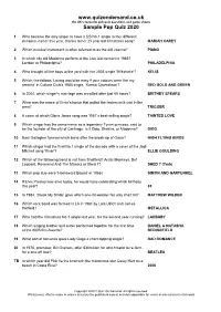 Sample Pop Quiz 2020