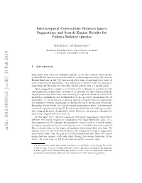 Intertemporal Connections Between Query Suggestions and Search Engine Results for Politics Related Queries