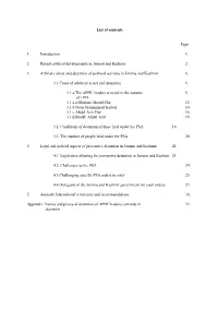 List of Contents Page 1. Introduction 1. 2. Recent Political Developments In