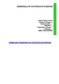 Read Book Essentials of Statistics 5Th Edition Ebook, Epub