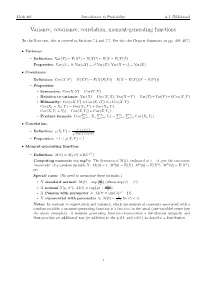 Variance, Covariance, Correlation, Moment-Generating Functions