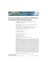 Decreased Expression of PIAS1 and PIAS3 in Essential Thrombocythemia Patients