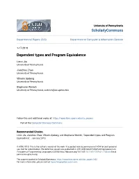 Dependent Types and Program Equivalence