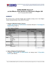 DSWD DROMIC Report #1 on the Effects of the Tail End of Cold Front in Region VIII As of 15 January 2018, 5:00PM