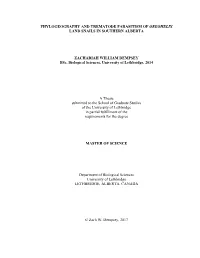 Phylogeography and Trematode Parasitism of Oreohelix Land Snails in Southern Alberta