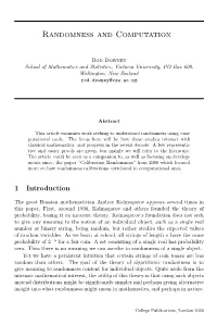 Randomness and Computation