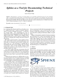 Sphinx As a Tool for Documenting Technical Projects 1