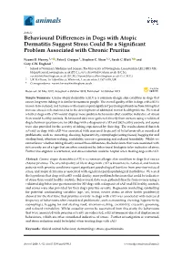 Behavioural Differences in Dogs with Atopic Dermatitis Suggest Stress
