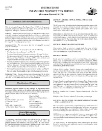 INSTRUCTIONS INTANGIBLE PROPERTY TAX RETURN (Revenue Form 62A376)
