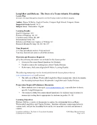 Longfellow and Dickens: the Story of a Trans-Atlantic Friendship Lesson Plan a Resource Developed Through the Longfellow and the Forging of American Identity Program