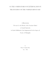 On the Combinatorics of External Rays in the Dynamics of the Complex Henon