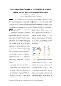 Research on Shape Mapping of 3D Mesh Models Based on Hidden
