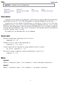Signrank — Equality Tests on Matched Data