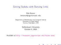 Solving Sudoku with Dancing Links