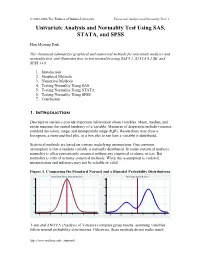 Univariate Analysis and Normality Test Using SAS, STATA, and SPSS