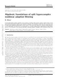 Algebraic Foundations of Split Hypercomplex Nonlinear Adaptive
