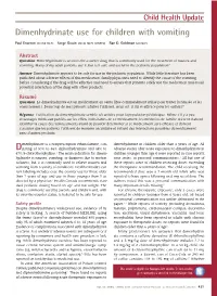 Dimenhydrinate Use for Children with Vomiting