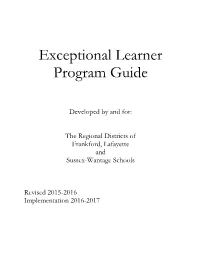 Exceptional Learner Program Guide
