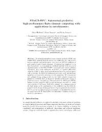 Fenics-HPC: Automated Predictive High-Performance Finite Element