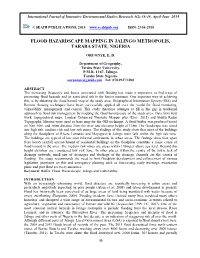 Flood Hazardscape Mapping in Jalingo Metropolis, Taraba State, Nigeria
