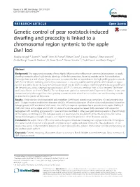 Genetic Control of Pear Rootstock-Induced Dwarfing and Precocity Is Linked to a Chromosomal Region Syntenic to the Apple Dw1 Loci Mareike Knäbel1,2, Adam P