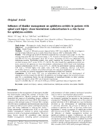 Original Article Influence of Bladder Management on Epididymo-Orchitis