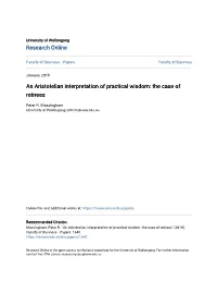 An Aristotelian Interpretation of Practical Wisdom: the Case of Retirees