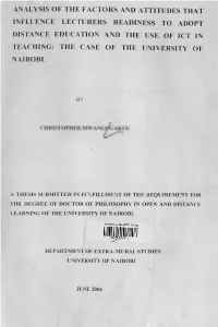 Analysis of the Factors and Attitudes That Influence Lecturers Readiness to Adopt Distance Education and the Use of ICT in Teac