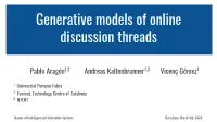 Generative Models of Online Discussion Threads
