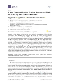 A New Census of Protein Tandem Repeats and Their Relationship with Intrinsic Disorder