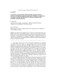 Currently Upogebia Capensis; Crustacea, Decapoda): Proposed Replacement of Neotype, So Conserving the Usage of Capensis and Also That of C