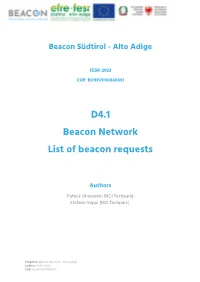 D4.1 Beacon Network List of Beacon Requests