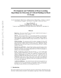 Development and Validation of Deep Learning Algorithms for Detection of Critical Findings in Head CT Scans