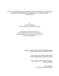 Health Care Providers' Recommendations for Menstrual Suppression for Servicewomen Prior to Deploying to an Austere Field Envir