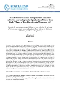 Impact of Water Resources Management on Area Under Cultivation