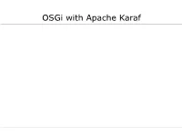 Osgi with Apache Karaf Planning