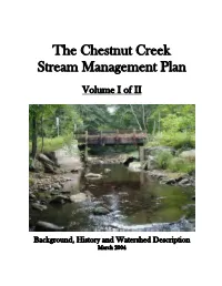 The Chestnut Creek Stream Management Plan