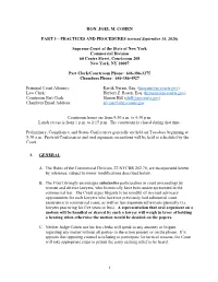 1 Hon. Joel M. Cohen Part 3 – Practices and Procedures