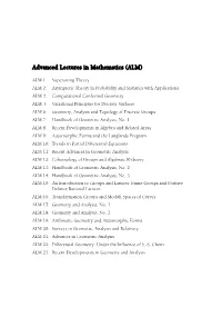 Advanced Lectures in Mathematics (ALM)