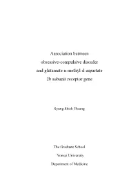 Association Between Obsessive-Compulsive Disorder and Glutamate N-Methyl-D-Aspartate 2B Subunit Receptor Gene