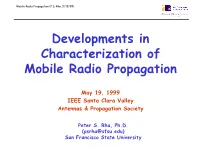 Developments in Characterization of Mobile Radio Propagation