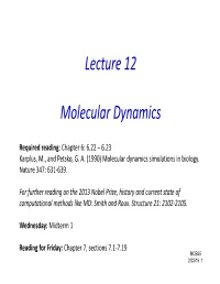 Lecture 12 Molecular Dynamics