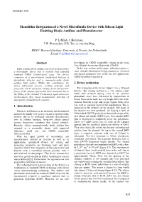 Monolithic Integration of a Novel Microfluidic Device with Silicon Light Emitting Diode-Antifuse and Photodetector